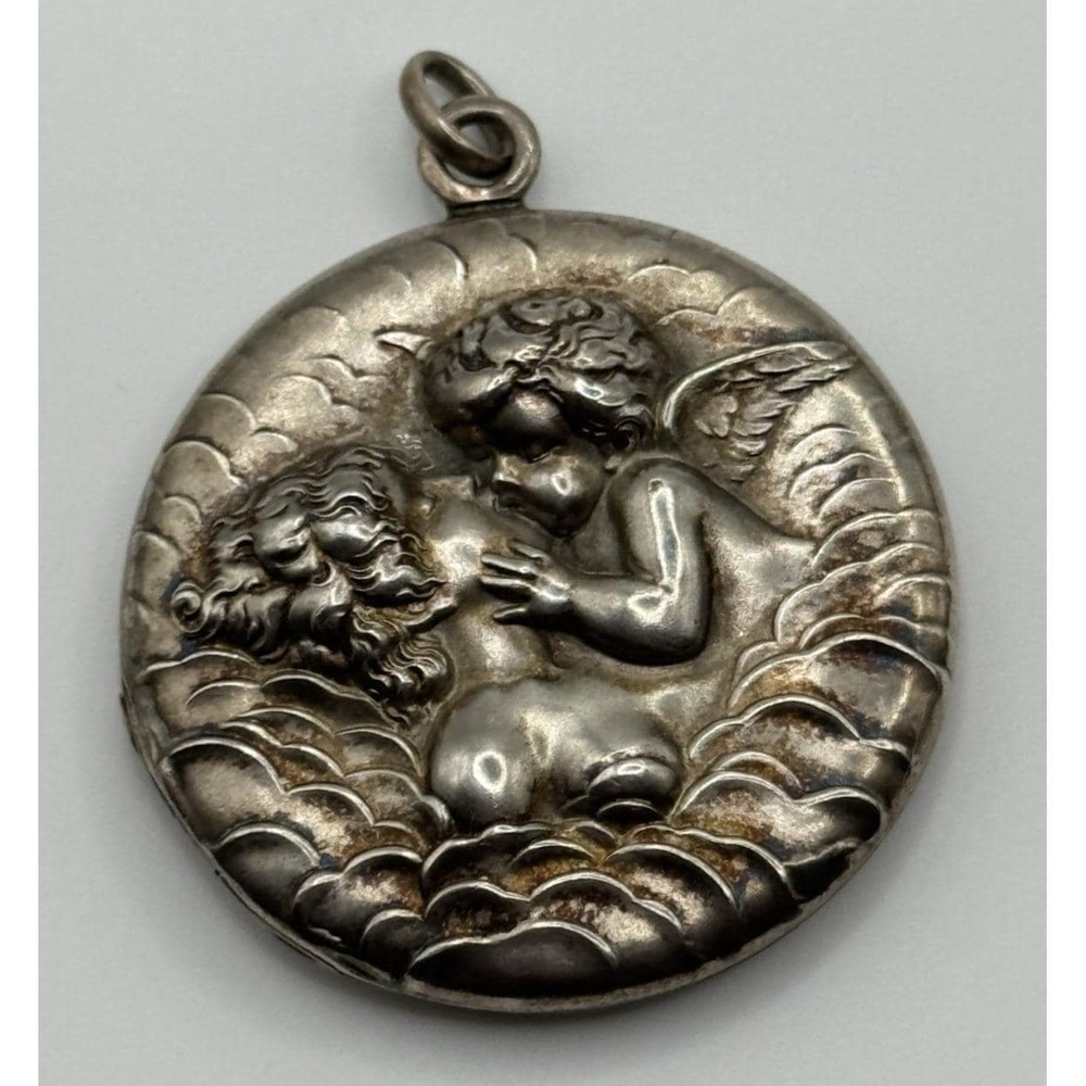 Antique Unger Brothers Unsigned Loves Dream Sterling Silver Locket Pendant